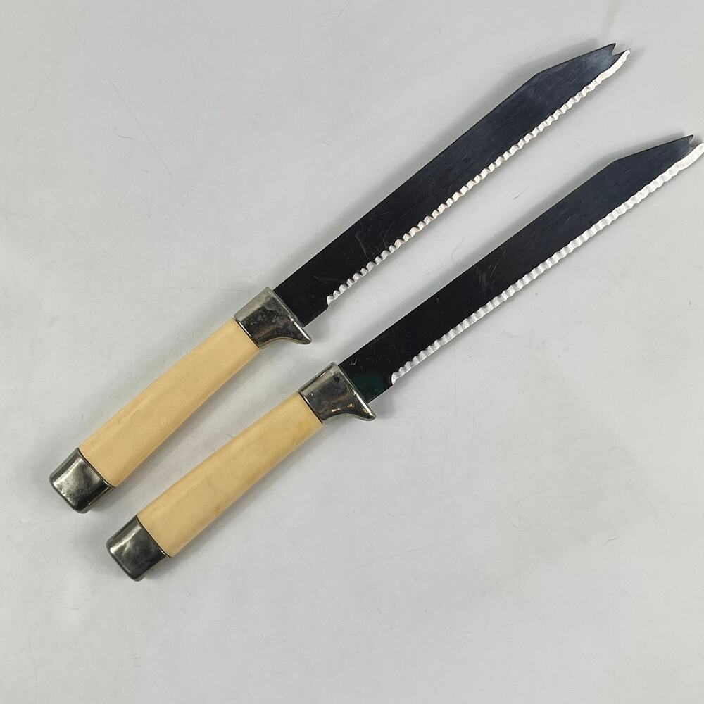 Vintage Regent Sheffield Miracle Worker Frozen Food Knives Serrated England x2 - Picture 2 of 9